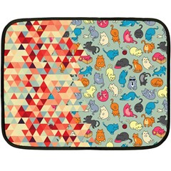 Hipster Triangles And Funny Cats Cut Pattern Double Sided Fleece Blanket (mini)  by EDDArt