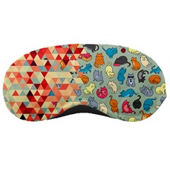 Hipster Triangles And Funny Cats Cut Pattern Sleeping Masks by EDDArt