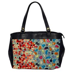 Hipster Triangles And Funny Cats Cut Pattern Office Handbags by EDDArt