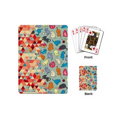 Hipster Triangles And Funny Cats Cut Pattern Playing Cards (mini)  by EDDArt