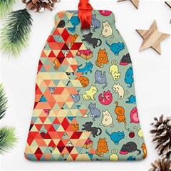 Hipster Triangles And Funny Cats Cut Pattern Ornament (bell) by EDDArt