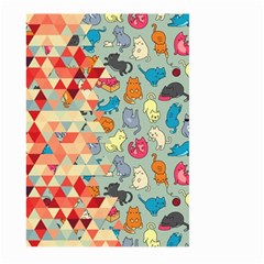 Hipster Triangles And Funny Cats Cut Pattern Large Garden Flag (two Sides) by EDDArt