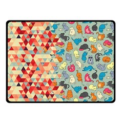 Hipster Triangles And Funny Cats Cut Pattern Double Sided Fleece Blanket (small)  by EDDArt