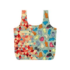 Hipster Triangles And Funny Cats Cut Pattern Full Print Recycle Bags (s)  by EDDArt