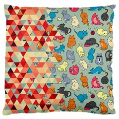 Hipster Triangles And Funny Cats Cut Pattern Standard Flano Cushion Case (one Side) by EDDArt