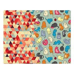 Hipster Triangles And Funny Cats Cut Pattern Double Sided Flano Blanket (large)  by EDDArt