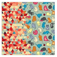 Hipster Triangles And Funny Cats Cut Pattern Large Satin Scarf (square) by EDDArt