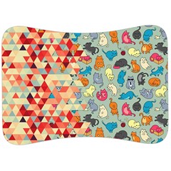 Hipster Triangles And Funny Cats Cut Pattern Velour Seat Head Rest Cushion by EDDArt