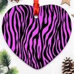 Zebra Stripes Pattern Trend Colors Black Pink Ornament (Heart) Front