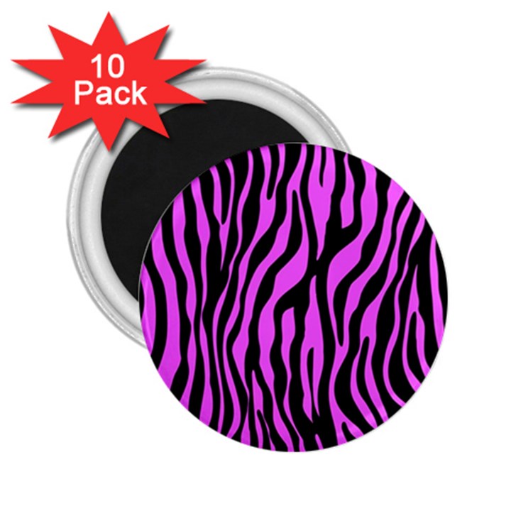 Zebra Stripes Pattern Trend Colors Black Pink 2.25  Magnets (10 pack) 