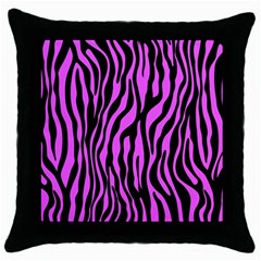 Zebra Stripes Pattern Trend Colors Black Pink Throw Pillow Case (black) by EDDArt