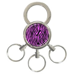 Zebra Stripes Pattern Trend Colors Black Pink 3-ring Key Chains by EDDArt