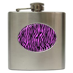 Zebra Stripes Pattern Trend Colors Black Pink Hip Flask (6 Oz) by EDDArt