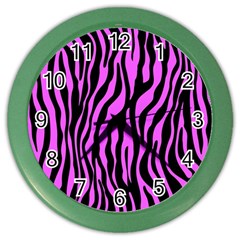 Zebra Stripes Pattern Trend Colors Black Pink Color Wall Clock by EDDArt