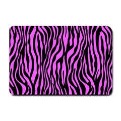 Zebra Stripes Pattern Trend Colors Black Pink Small Doormat  by EDDArt