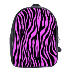 Zebra Stripes Pattern Trend Colors Black Pink School Bag (large) by EDDArt