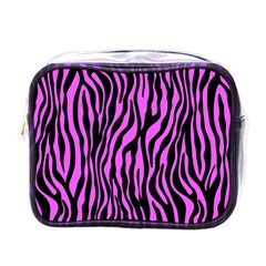 Zebra Stripes Pattern Trend Colors Black Pink Mini Toiletries Bags by EDDArt