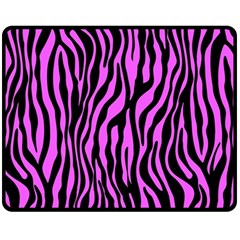 Zebra Stripes Pattern Trend Colors Black Pink Fleece Blanket (medium)  by EDDArt