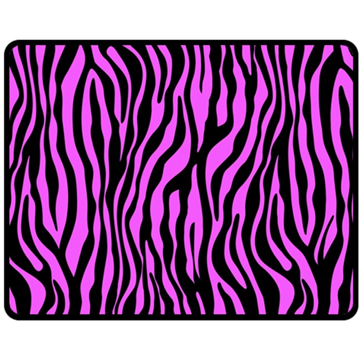 Zebra Stripes Pattern Trend Colors Black Pink Fleece Blanket (Medium) 