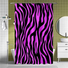 Zebra Stripes Pattern Trend Colors Black Pink Shower Curtain 48  X 72  (small)  by EDDArt