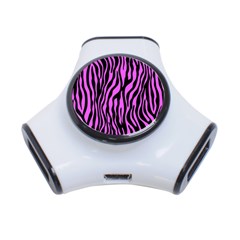 Zebra Stripes Pattern Trend Colors Black Pink 3-port Usb Hub by EDDArt