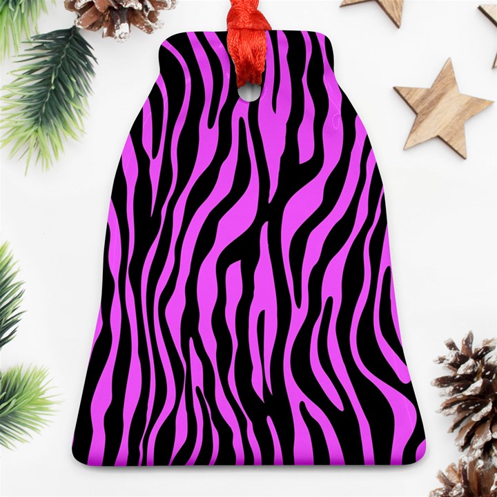 Zebra Stripes Pattern Trend Colors Black Pink Ornament (Bell)