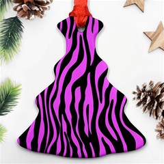 Zebra Stripes Pattern Trend Colors Black Pink Christmas Tree Ornament (two Sides) by EDDArt