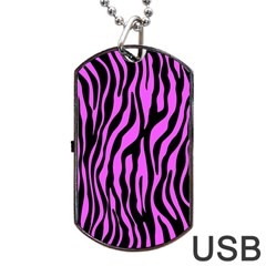 Zebra Stripes Pattern Trend Colors Black Pink Dog Tag Usb Flash (two Sides) by EDDArt