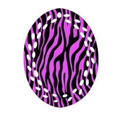 Zebra Stripes Pattern Trend Colors Black Pink Oval Filigree Ornament (two Sides) by EDDArt