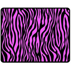 Zebra Stripes Pattern Trend Colors Black Pink Double Sided Fleece Blanket (medium)  by EDDArt