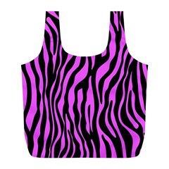 Zebra Stripes Pattern Trend Colors Black Pink Full Print Recycle Bags (l)  by EDDArt