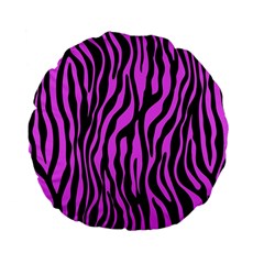 Zebra Stripes Pattern Trend Colors Black Pink Standard 15  Premium Flano Round Cushions by EDDArt