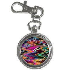 Multicolored Wave Distortion Zigzag Chevrons Key Chain Watches