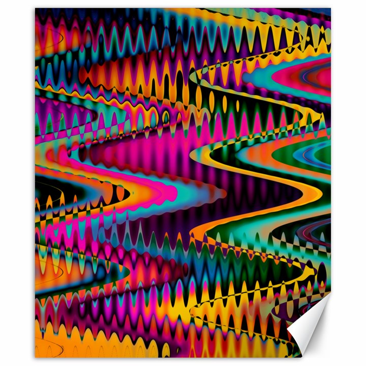 Multicolored Wave Distortion Zigzag Chevrons Canvas 20  x 24  