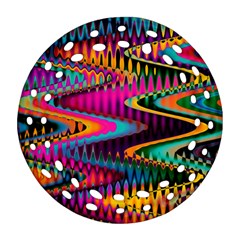 Multicolored Wave Distortion Zigzag Chevrons Round Filigree Ornament (Two Sides)