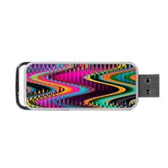 Multicolored Wave Distortion Zigzag Chevrons Portable USB Flash (Two Sides)