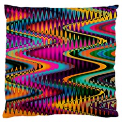 Multicolored Wave Distortion Zigzag Chevrons Large Flano Cushion Case (One Side)