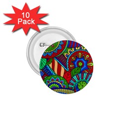 Pop Art Paisley Flowers Ornaments Multicolored 2 1 75  Buttons (10 Pack) by EDDArt