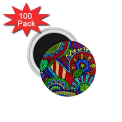 Pop Art Paisley Flowers Ornaments Multicolored 2 1 75  Magnets (100 Pack)  by EDDArt