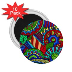 Pop Art Paisley Flowers Ornaments Multicolored 2 2 25  Magnets (10 Pack)  by EDDArt