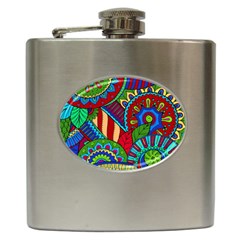 Pop Art Paisley Flowers Ornaments Multicolored 2 Hip Flask (6 Oz) by EDDArt