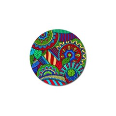 Pop Art Paisley Flowers Ornaments Multicolored 2 Golf Ball Marker by EDDArt