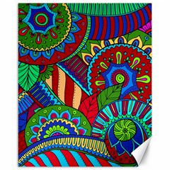 Pop Art Paisley Flowers Ornaments Multicolored 2 Canvas 16  X 20   by EDDArt