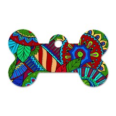 Pop Art Paisley Flowers Ornaments Multicolored 2 Dog Tag Bone (one Side)