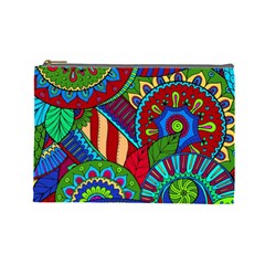 Pop Art Paisley Flowers Ornaments Multicolored 2 Cosmetic Bag (large) by EDDArt