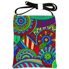 Pop Art Paisley Flowers Ornaments Multicolored 2 Shoulder Sling Bags by EDDArt