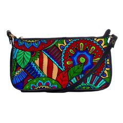 Pop Art Paisley Flowers Ornaments Multicolored 2 Shoulder Clutch Bags by EDDArt