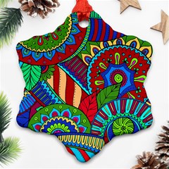 Pop Art Paisley Flowers Ornaments Multicolored 2 Snowflake Ornament (two Sides) by EDDArt