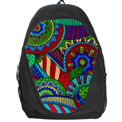 Pop Art Paisley Flowers Ornaments Multicolored 2 Backpack Bag by EDDArt