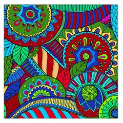 Pop Art Paisley Flowers Ornaments Multicolored 2 Large Satin Scarf (square) by EDDArt